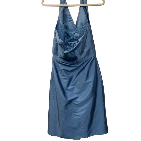 Ann Taylor Blue Silk Taffeta Halter A-Line Special Occasion Dress - Picture 8 of 12